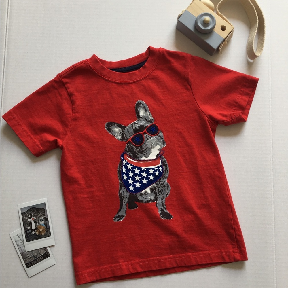 Gymboree Graphic Top Frenchie Red White Blue